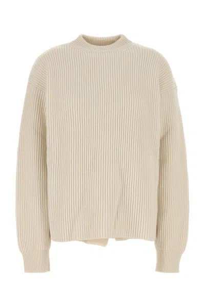 Jil Sander Ivory Wool Oversize Sweater In White