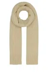Jil Sander Wool Scarf With Knit Texture And Ribbed Edges In Chalk