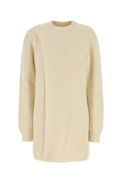 JIL SANDER JIL SANDER IVORY WOOL SWEATER DRESS