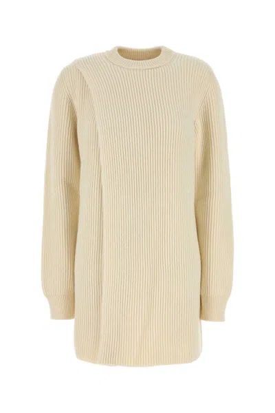 JIL SANDER IVORY WOOL SWEATER DRESS