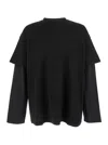 Jil Sander Black Crewneck T-shirt With Logo Lettering On The Rear And Layered Design