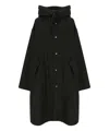 Jil Sander Hooded Midi Parka With Drawstring Waist In Black