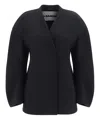 Jil Sander V-neck Wool Wrap Jacket In Black