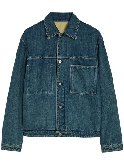 Jil Sander Denim Jacket Featuring Chest Pocket And Contrast Stitching In Blue