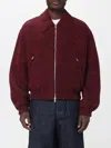 Jil Sander Mélange Wool Bomber Jacket In Burgundy