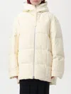 Jil Sander Cream Quilted Hooded Shell Coat In Beige