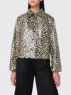 Jil Sander Leopard Print Coated Linen Crop Jacket In Multi