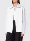Jil Sander Light Grey Cotton Taffeta Jacket With Logo In White