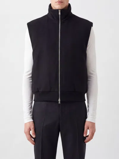Jil Sander Regular-fit Wool Melton Padded Vest With Zip In Black