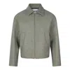 Jil Sander Collared Long Sleeve Textured Fabric Jacket In Green