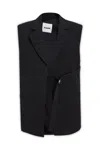 Jil Sander Buckle Lapel Sleeveless Jackets In 001