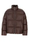 Jil Sander Nylon Down Puffer Jacket With High Collar In Brown