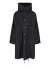 Jil Sander Hooded Midi Parka With Drawstring Waist In Black