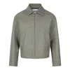Jil Sander Collared Long Sleeve Textured Fabric Jacket In Green
