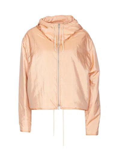 Jil Sander Blend Silk Zip-up Hooded Jacket In Pink