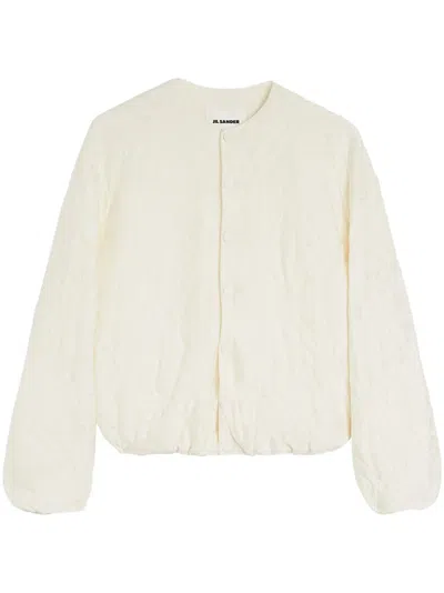 Jil Sander Jacquard Bomber Jacket In White