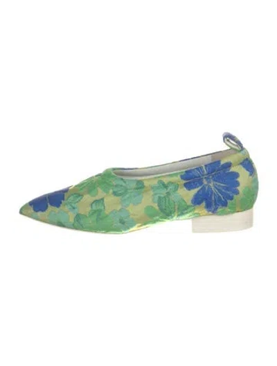 Pre-owned Jil Sander Jacquard Floral Print Flats In Green