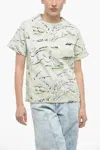 Jil Sander Jacquard Jersey Rabbit T-shirt With Shoulder Zip In Green