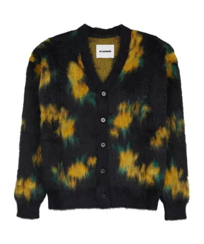 Jil Sander Jacquard Knit Cardigan In Black