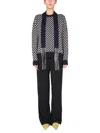 Jil Sander Fringed Tie-neck Intarsia Wool Sweater In Multicolour