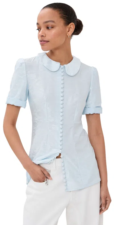 Jil Sander Claudine Voile-trimmed Satin-jacquard Shirt In 460 Sky