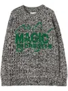 Jil Sander Wool Sweater In 985 Black/off White/green