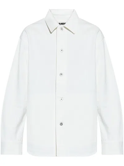 Jil Sander Japanese Raw Denim Long-sleeved Shirt In White
