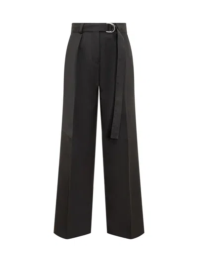Jil Sander Sharp Wool Gabardine Pants In Black