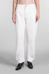 Jil Sander Straight Leg Arched-hem Cotton-linen Trousers In White