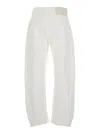 Jil Sander White Jeans With Logo Patch On The Rear And Fringed Hem In Denim Woman In White
