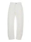 Jil Sander White Jeans With Logo Patch On The Rear And Fringed Hem In Denim Woman In White