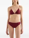 Jil Sander Jersey Embroidered Monogram Bikini Slip In Burgundy