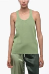 JIL SANDER JERSEY KNITTED TOP WITH EMBOSSED LOGO