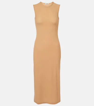 Jil Sander Jersey Midi Dress In Brown