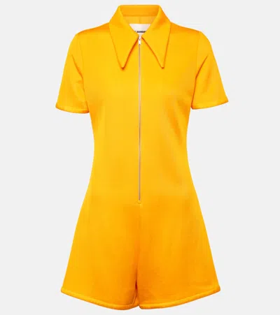 Jil Sander Oversize-collar Zip-front Playsuit In Orange