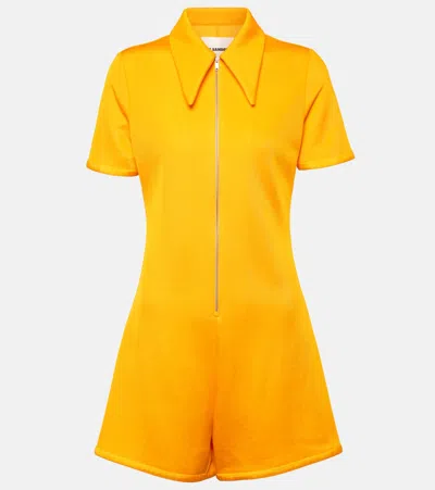 Jil Sander 粘胶纤维混纺拉链开合polo连身裤 In Orange