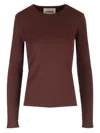 Jil Sander Long-sleeved Crewneck Top In Brown