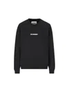 Jil Sander Black Cotton Crewneck Sweatshirt With Logo In Multicolor