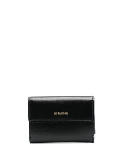 Jil Sander Jet Black Calf Leather Bi Fold Wallet