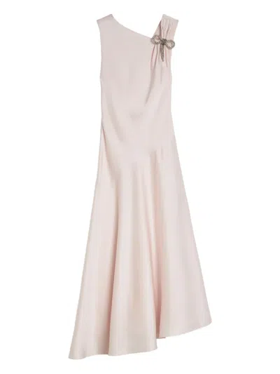Jil Sander Jewel Bow Flared Evening Dress In Neutral
