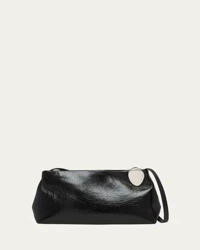 Jil Sander Jewel Calfskin Leather Shoulder Bag In Black