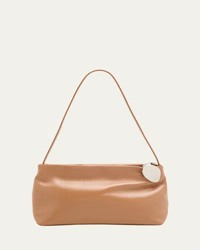 Jil Sander Jewel Calfskin Leather Shoulder Bag In Sand