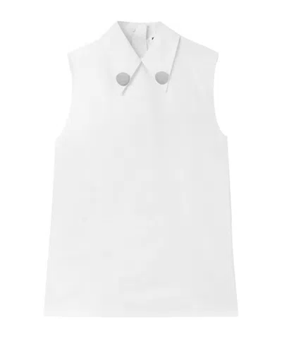 Jil Sander Jewel-clip Cotton Sleeveless Shirt In White