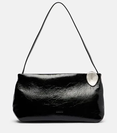 Jil Sander Jewel Zip Leather Shoulder Bag In Black