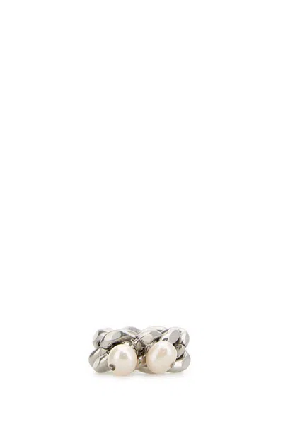 Jil Sander Chain Metal Ring Pearl Embellishment In Metallic