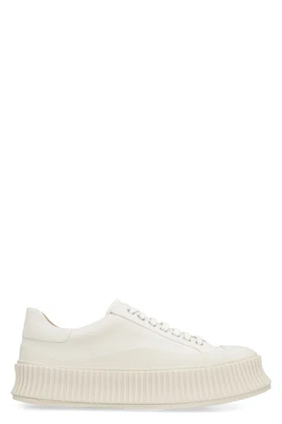 Jil Sander Ribbed-sole Low-top Sneakers In White