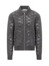 Jil Sander Collared Wool Cardigan With Textured Knit In Gray