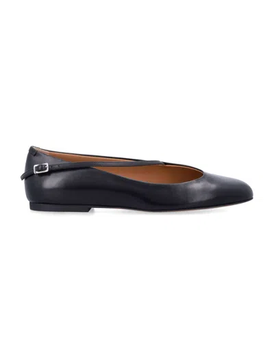 Jil Sander Leather Ballerina In Black
