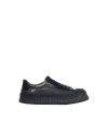 Jil Sander Suede Panel Round Toe Rubber Sole Sneakers In Black