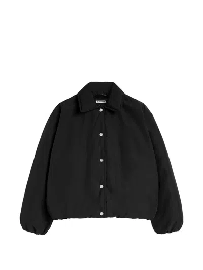 Jil Sander Striped Logo Embroidered Tshirt In Black